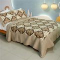 Furnorama Noble Snowflake - 100 Percent Cotton  3 Pieces Vermicelli-Quilted Patchwork Quilt Set  Full & Queen Size - Brown FU383053